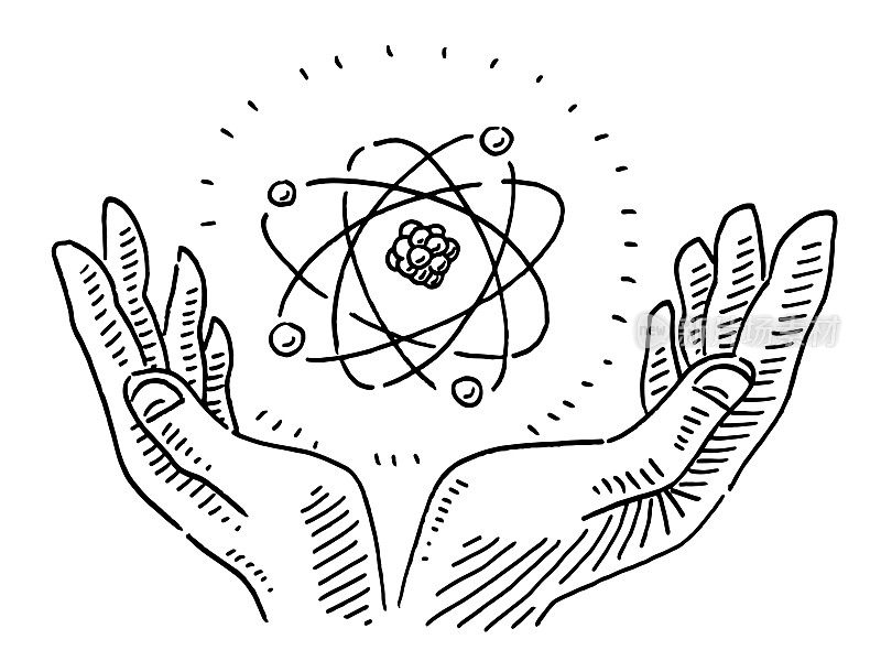 原子分子符号和仔细的手绘