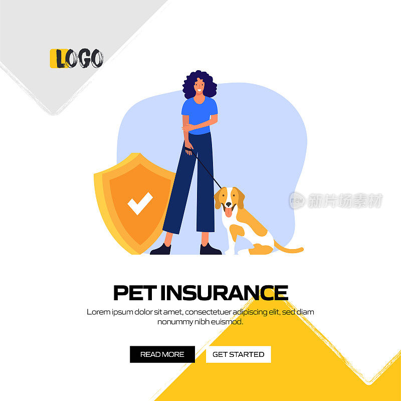 宠物保险概念矢量插图网站横幅，广告和营销材料，在线广告，社交媒体营销等。