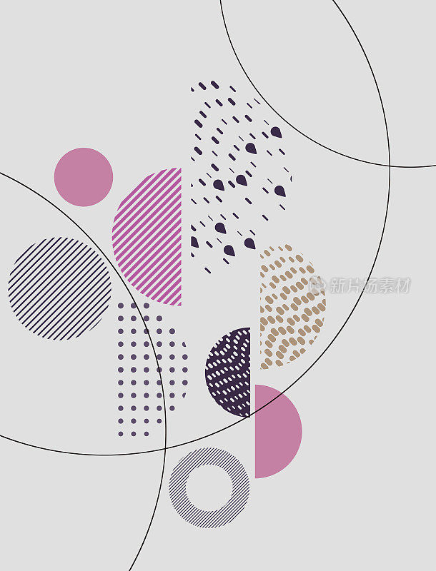 彩色抽象半圆几何形状图案背景的宣传册设计