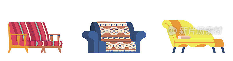 一套现代沙发，经典沙发舒适的双座劳森沙发，双人沙发，沙发和绣花沙发