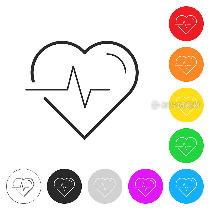 Heartbeat—心脏的脉搏。按钮上不同颜色的平面图标