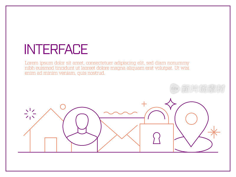 用户界面相关的矢量横幅设计概念，现代线条风格与图标