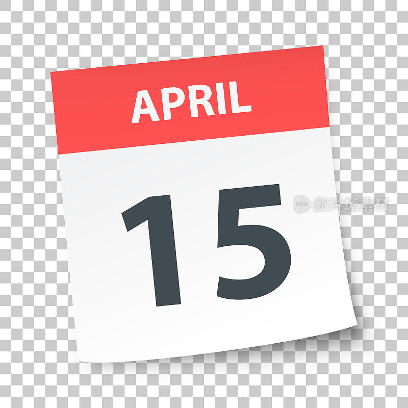 4月15日――空白背景上的每日日历