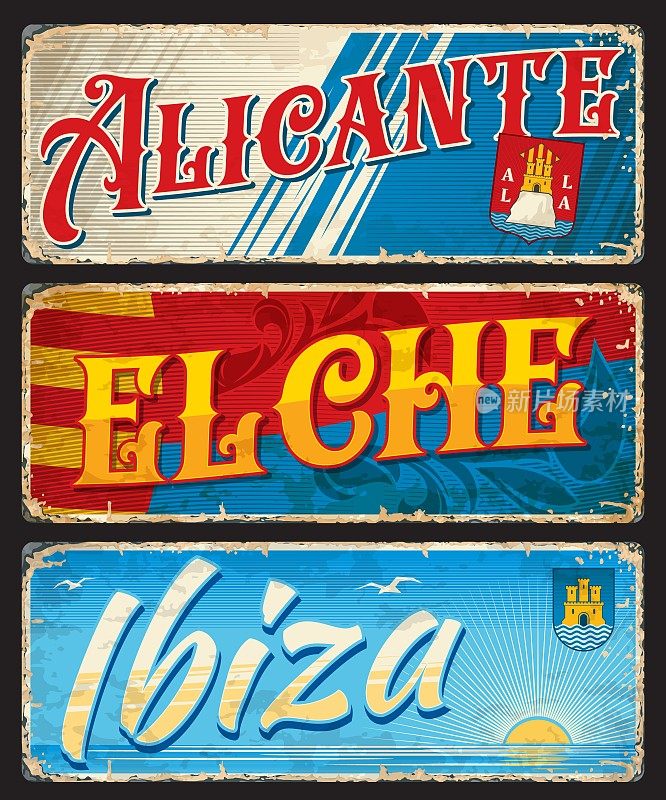 阿利坎特，埃尔切，伊比沙岛，西班牙城市旅游车牌