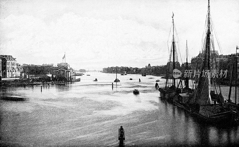 19世纪荷兰阿姆斯特丹的阿姆斯特尔河