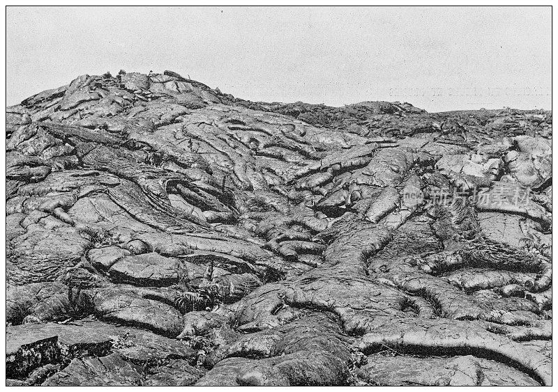 古董图片:夏威夷的莫纳罗亚火山,喷发和余波