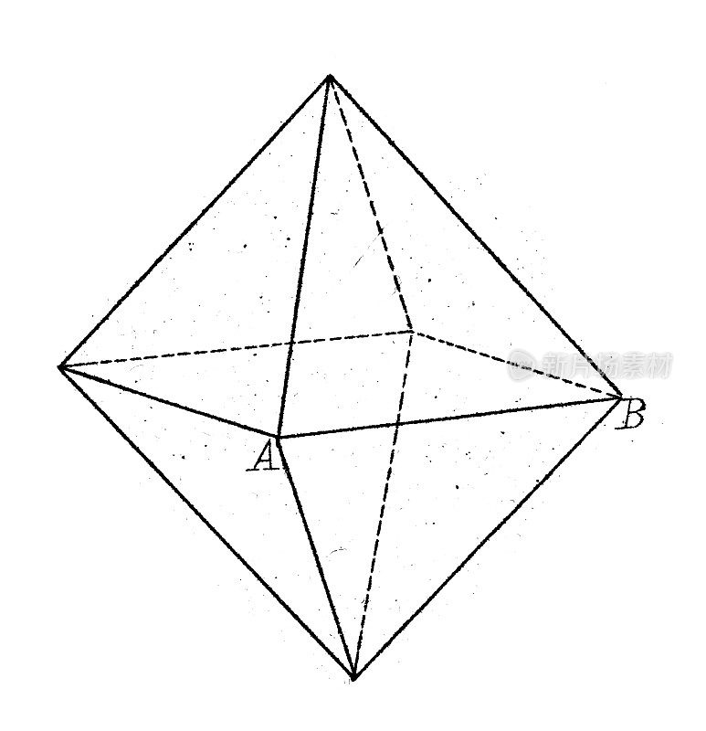 古董插图，数学和几何:立体，立体形状和多面体的边和角