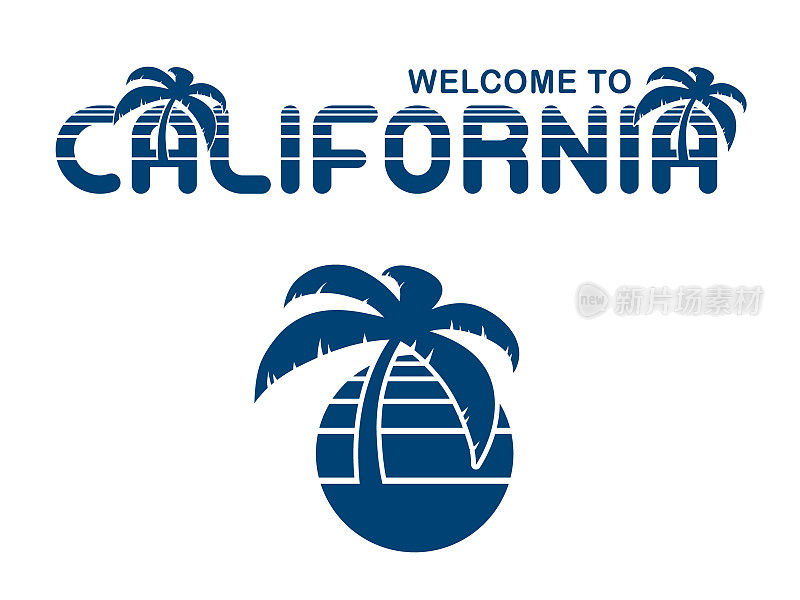 矢量加州t形印刷与棕榈树
