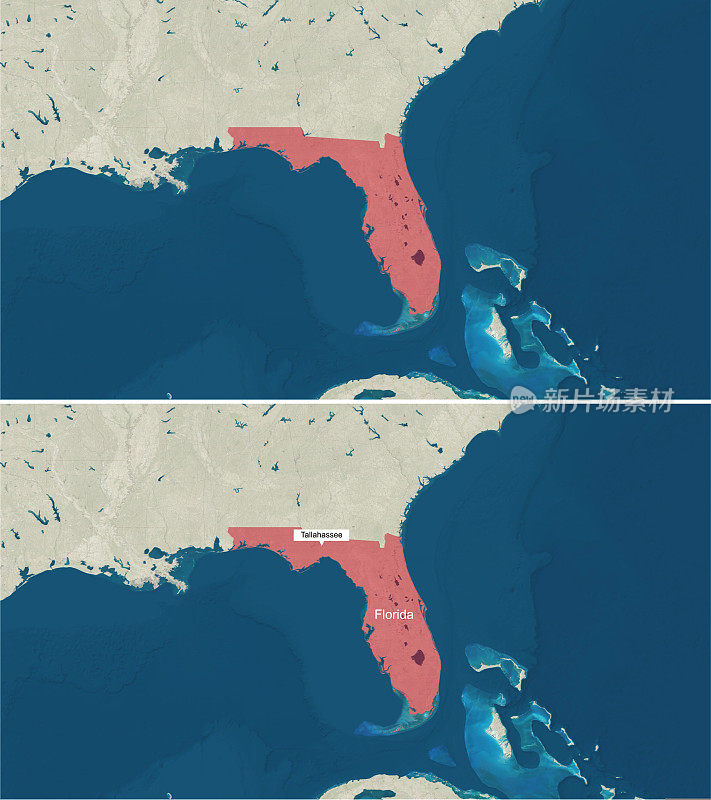 有文字的佛罗里达地图，没有文字