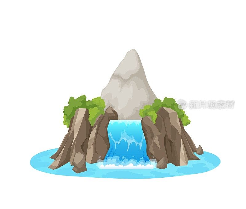 卡通瀑布，山水瀑布