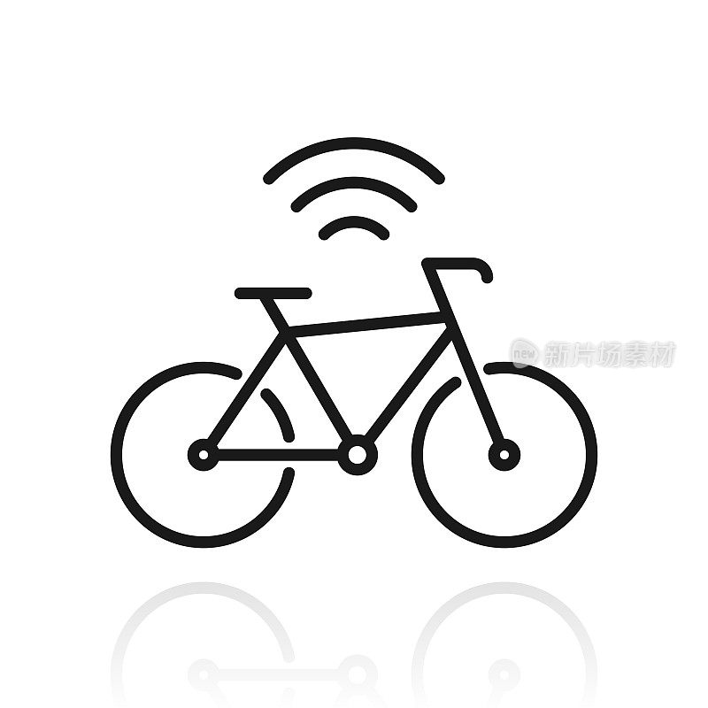 连接的自行车。白色背景上反射的图标