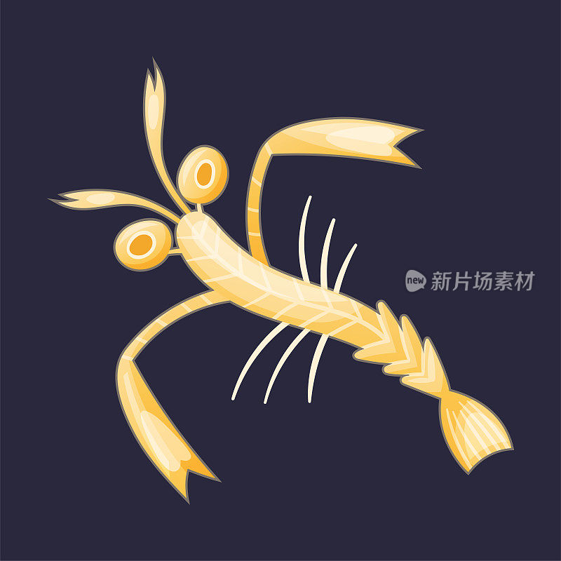 黄色浮游生物水生物自由漂浮在黑暗背景矢量插图