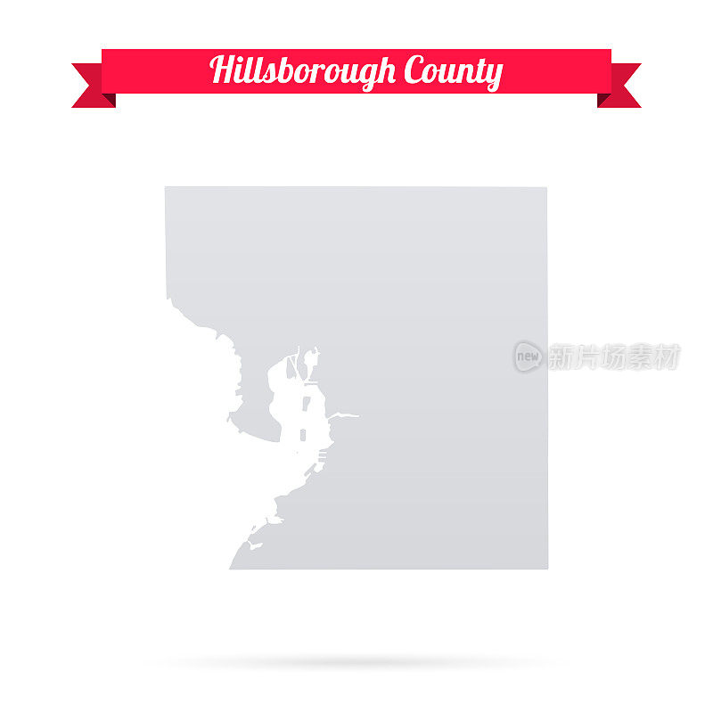 佛罗里达州希尔斯堡县。白底红旗地图