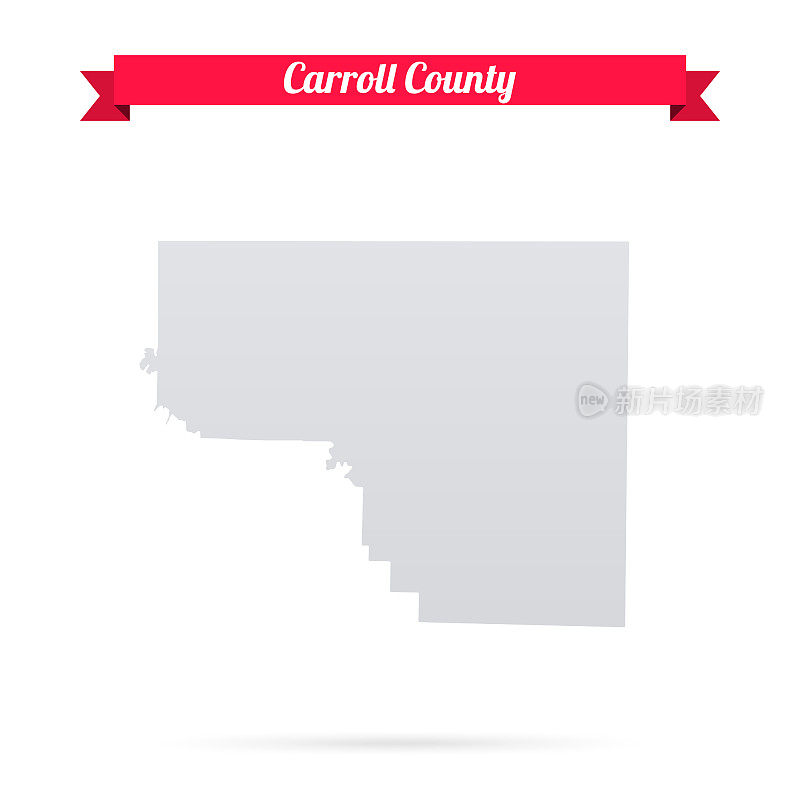 阿肯色州卡罗尔县。白底红旗地图