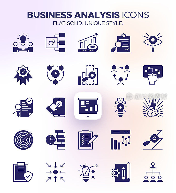 业务分析图标集-需求分析，利益相关者分析，过程分析，数据分析