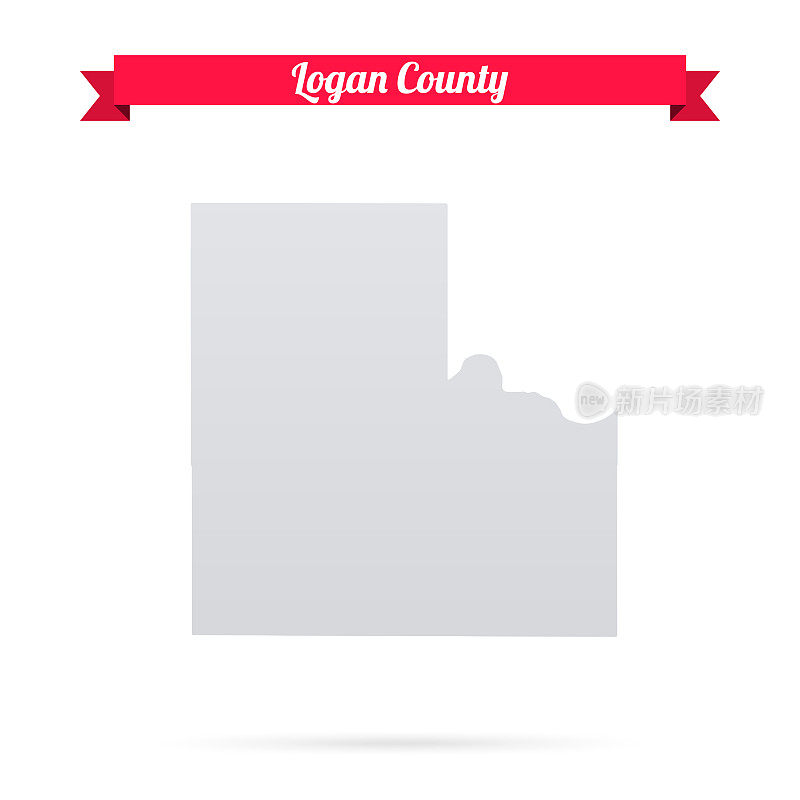 俄克拉荷马州洛根县。白底红旗地图