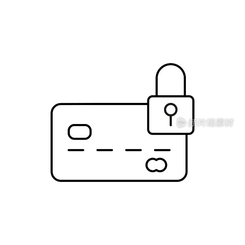 信用卡锁线图标可编辑的笔画