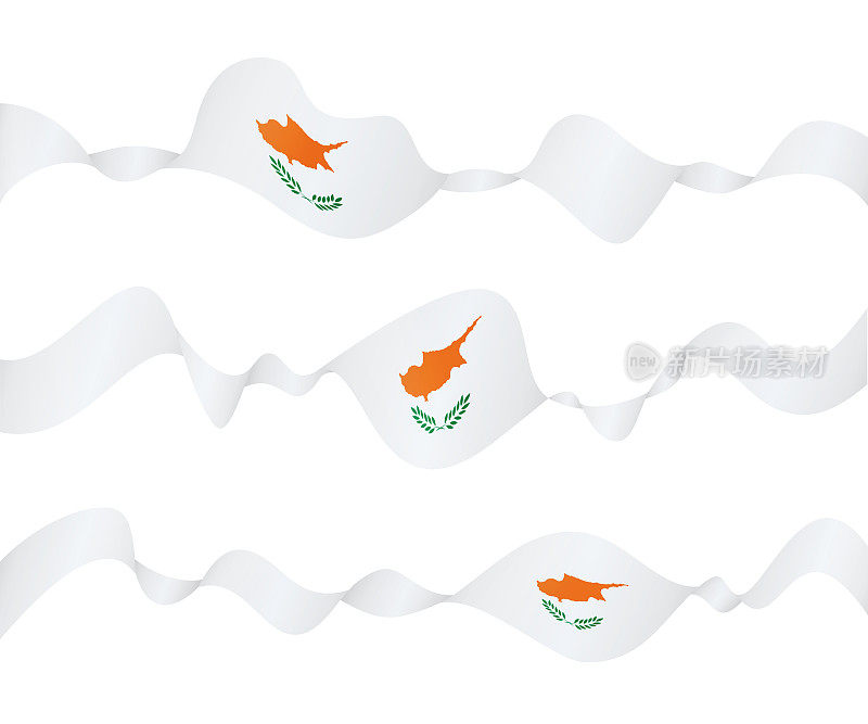 塞浦路斯的旗帜-矢量挥舞丝带横幅集。隔离在白色背景上
