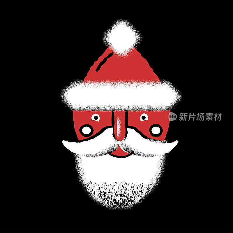 圣诞假期圣诞老人脸上的彩色图标有很多的纹理