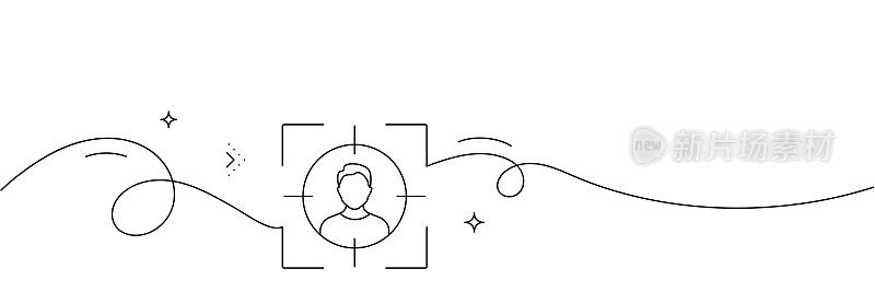 目标受众图标的连续线条绘制。手绘符号矢量插图。