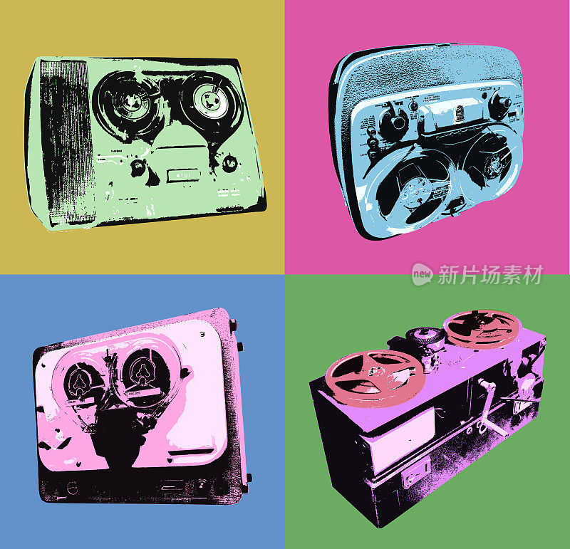 复古音乐图标-磁带录音机