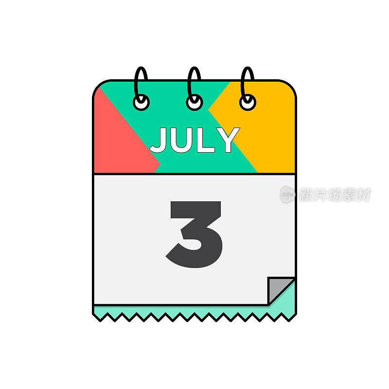 七月-每日日历图标在平面设计风格股票插图