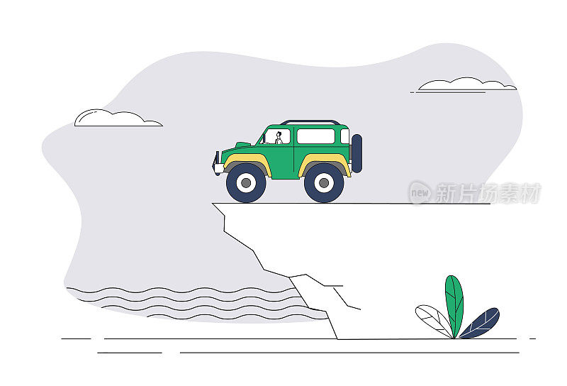 越野车开到了海边的悬崖边,无处可去。