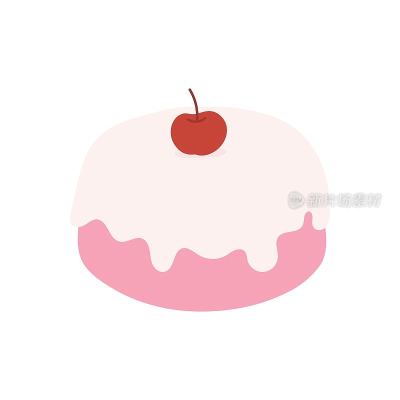 一个小面包蛋糕的插图，里面装满了奶油和草莓酱