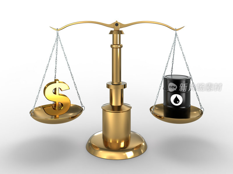美元符号和石油桶平衡(包括剪切路径)
