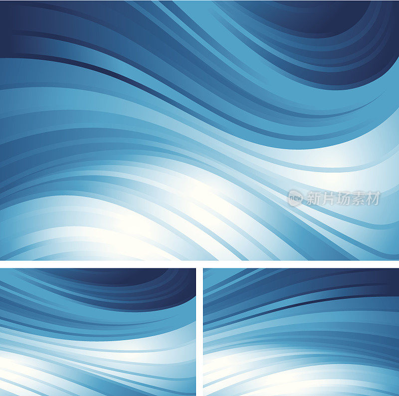 三个抽象的蓝色漩涡背景