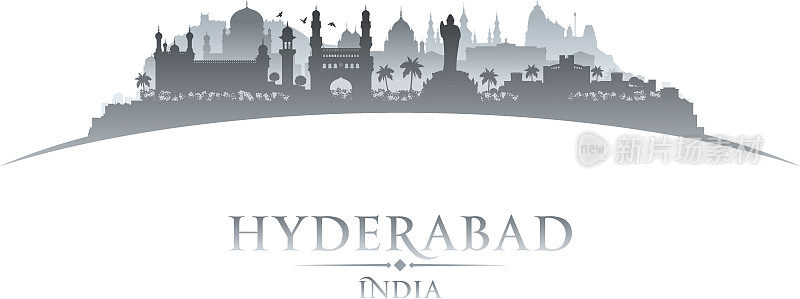 印度海得拉巴城市天际线剪影