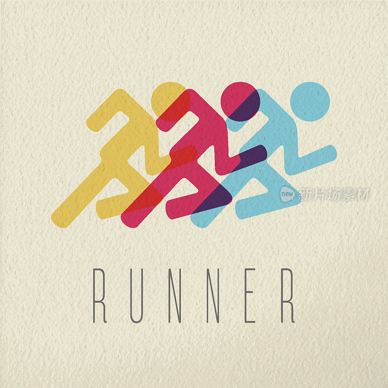 跑步健身人概念图标颜色设计