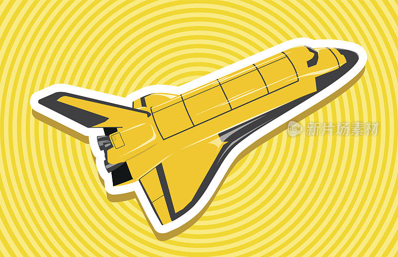 黄色的金色航天飞机在黄色的飞镖上