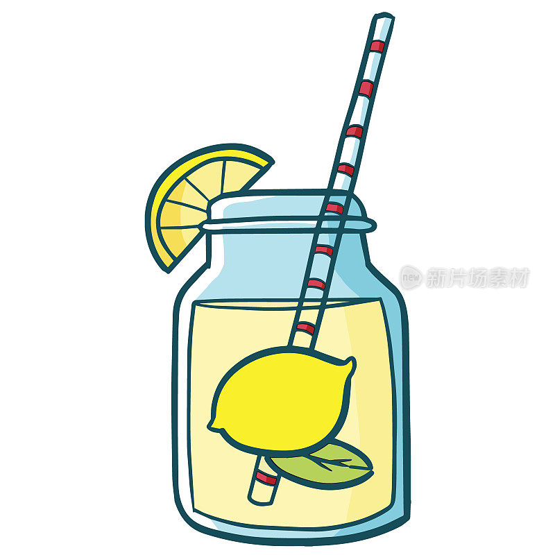 新鲜柠檬柠檬水-向量。