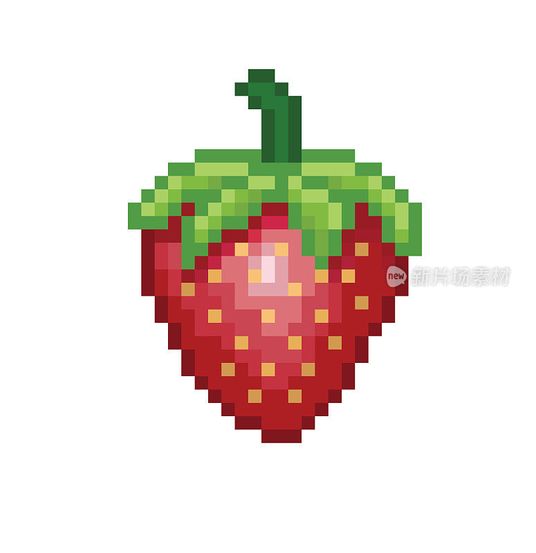 草莓像素图标，在矢量