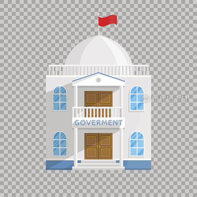 政府大楼在平面风格孤立在透明背景矢量图。参议院政府众议院和其他管理自己的国家城市插图为您的项目。