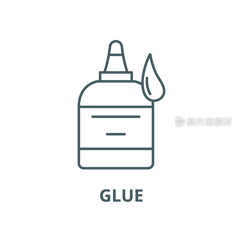 Glue矢量线图标，线性概念，轮廓符号，符号