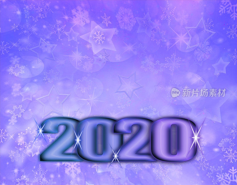 2020年新年快乐，蓝色背景