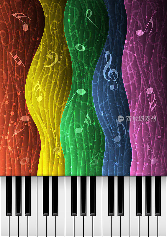 音乐背景插图与钢琴键