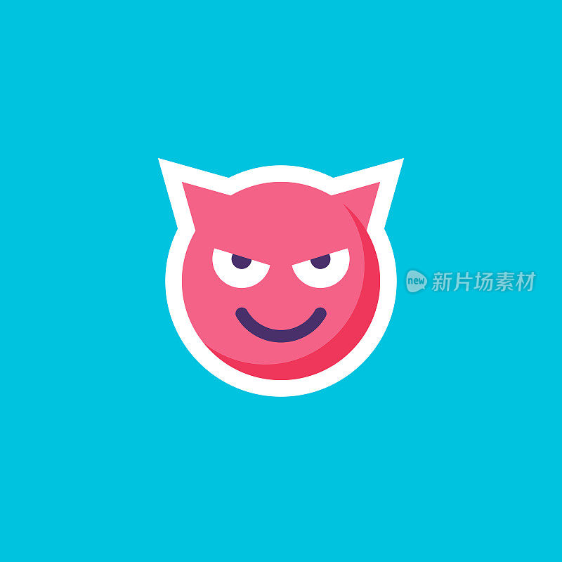 表情贴纸上的蓝色黑底平面设计