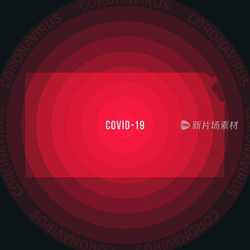 堪萨斯COVID-19传播地图。冠状病毒爆发