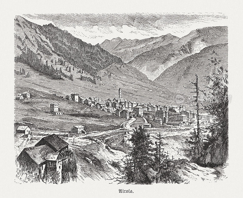 Airolo，瑞士提契诺州，木刻，1893年出版