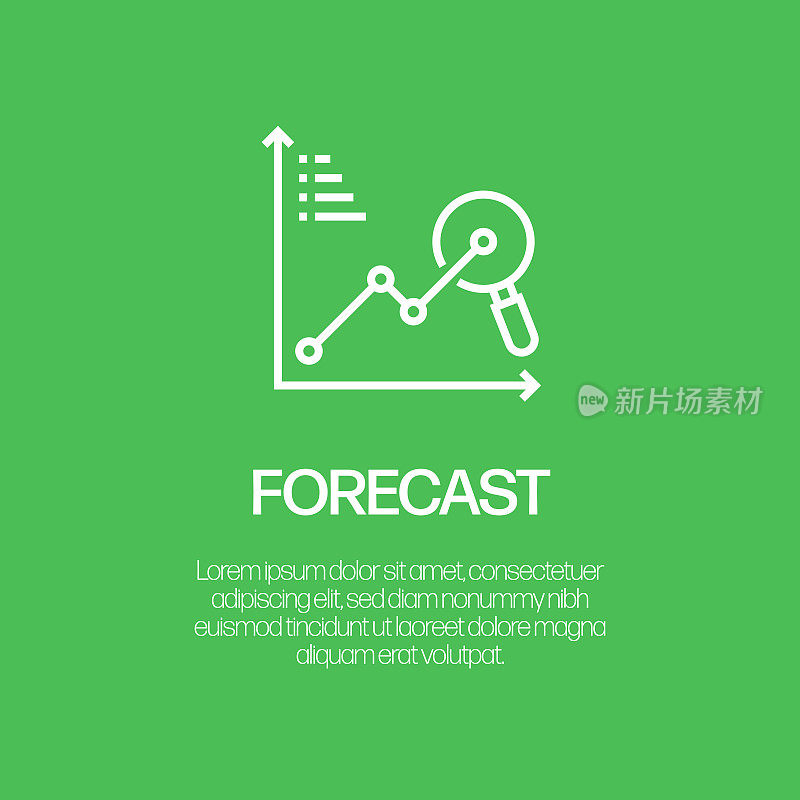 预测线图标，轮廓向量符号插图。