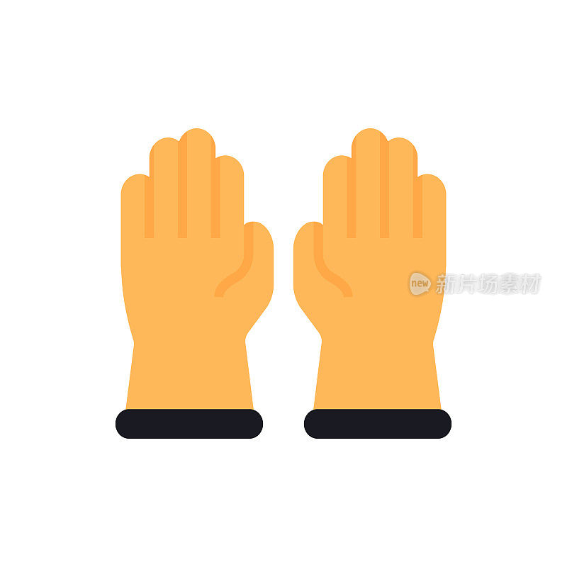 橡胶手套平面图标，平面设计矢量符号插图。