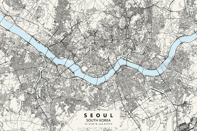 首尔，韩国矢量地图