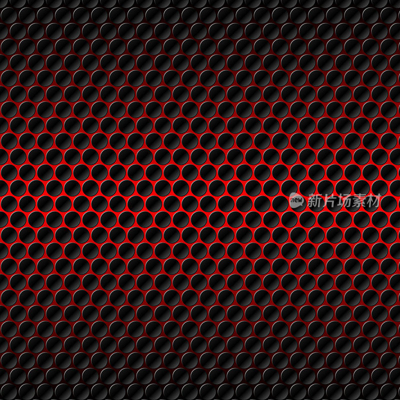 红色辉光后面的3d圆圈蜂巢模式