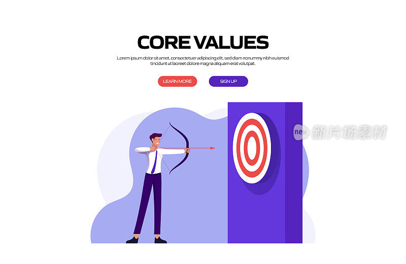 核心价值概念矢量插图网站横幅，广告和营销材料，在线广告，业务演示等。
