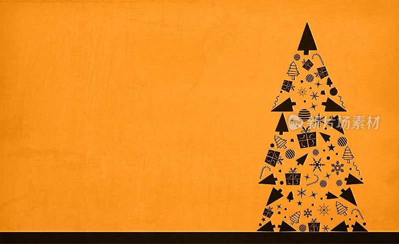 浅色和深棕色的圣诞矢量背景与一个创意树