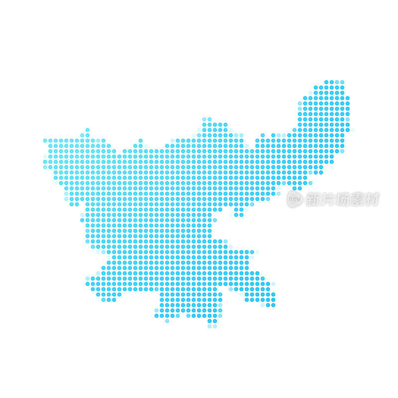 贾坎德邦地图，白底蓝点
