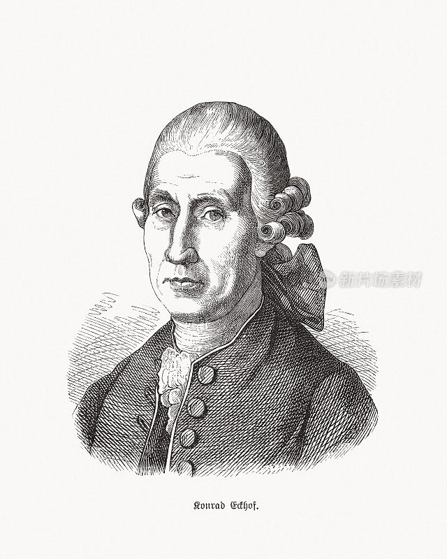 康拉德・艾克霍夫(1720-1778)，德国演员，木刻，1893年出版